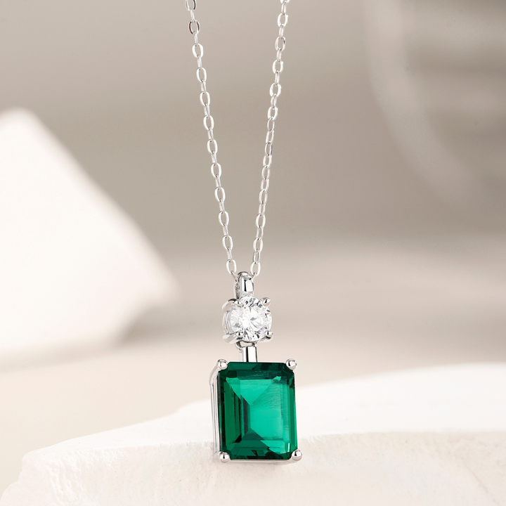 Emerald Cut Emerald Pendant Necklace