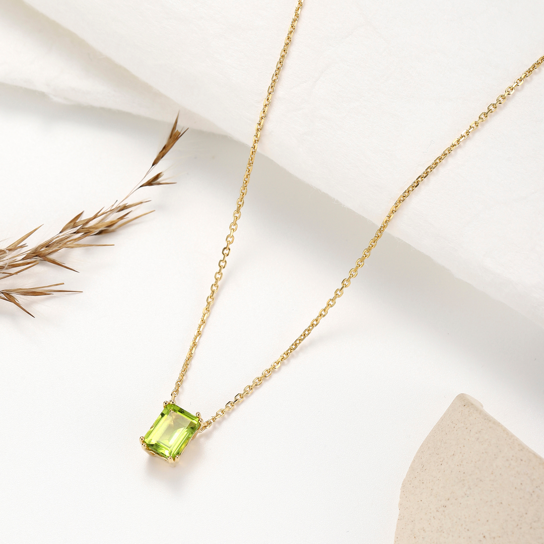 Peridot Emerald Cut Necklace
