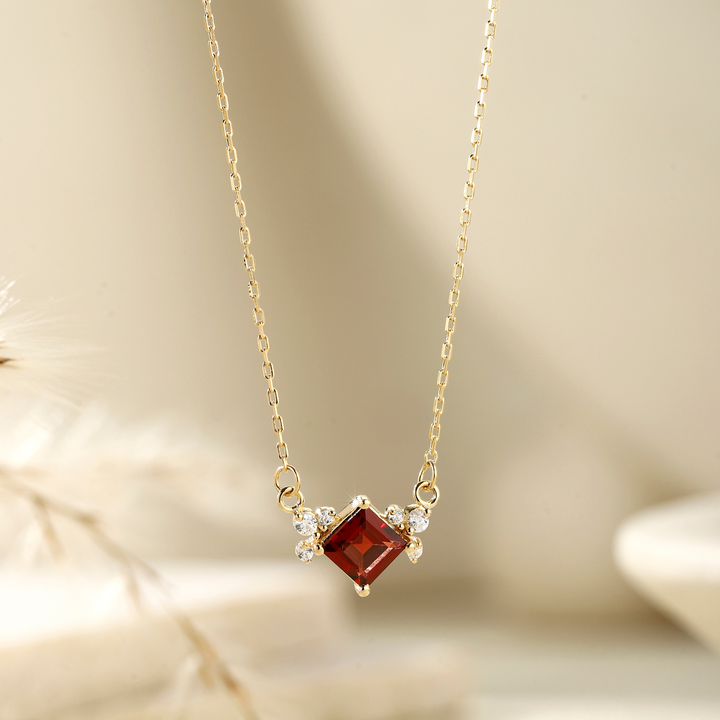 Princess Cut Garnet Necklace