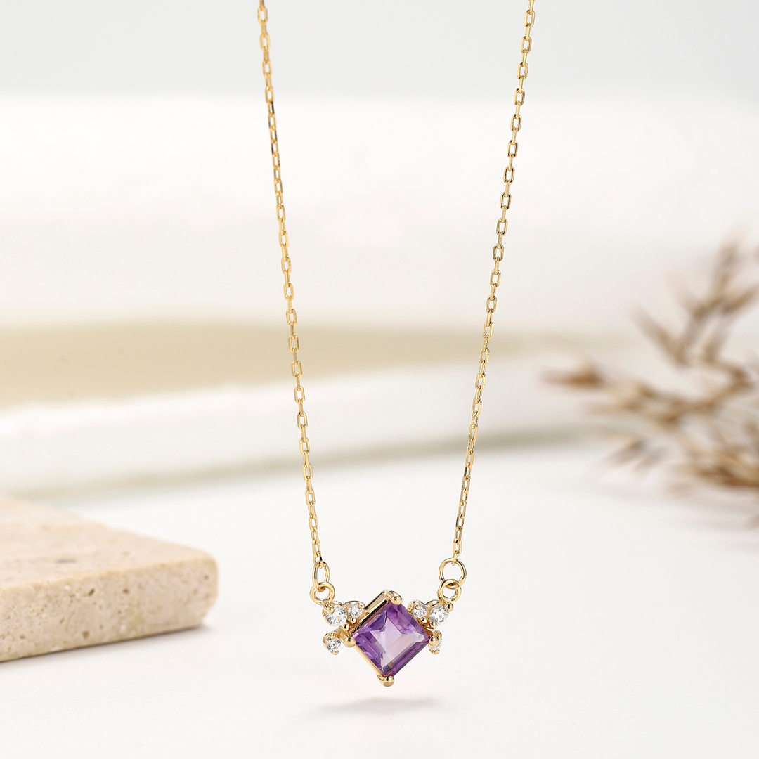 Princess Cut Amethyst Necklace