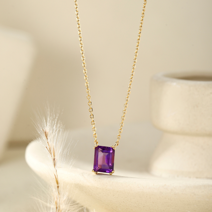Amethyst Emerald Cut Necklace