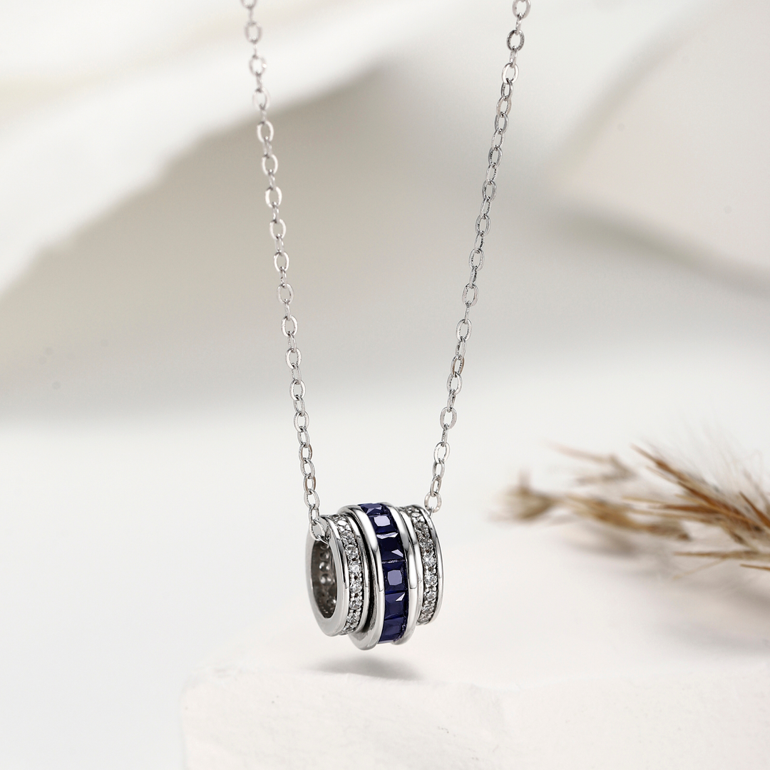 Round Cut Sapphire Necklace