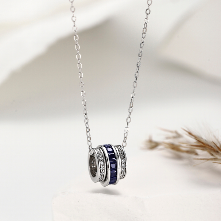 Round Cut Sapphire Necklace