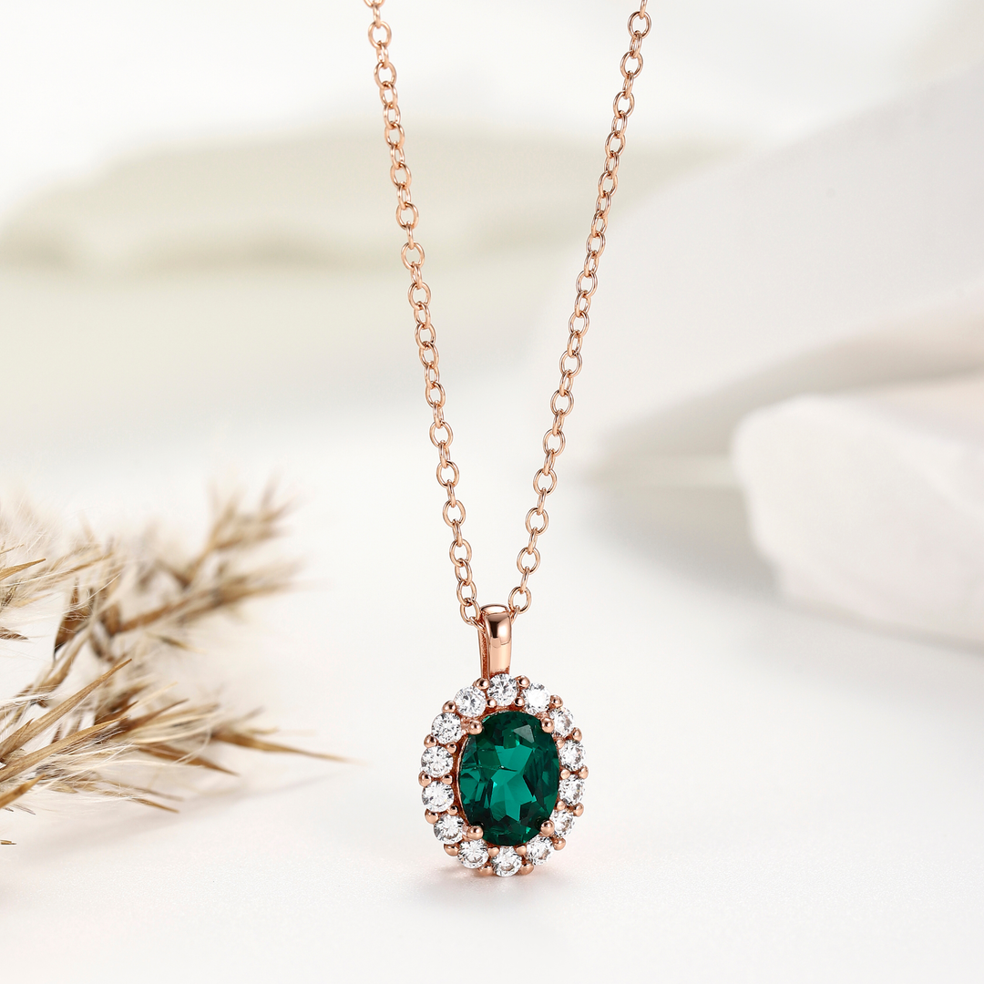 Oval Cut Emerald Necklace