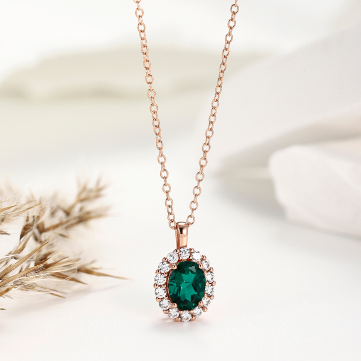 Oval Cut Emerald Necklace