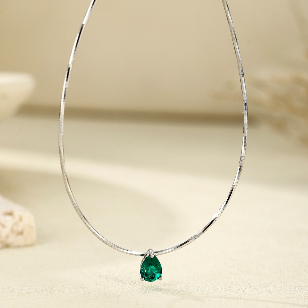 Pear Cut Emerald Necklace