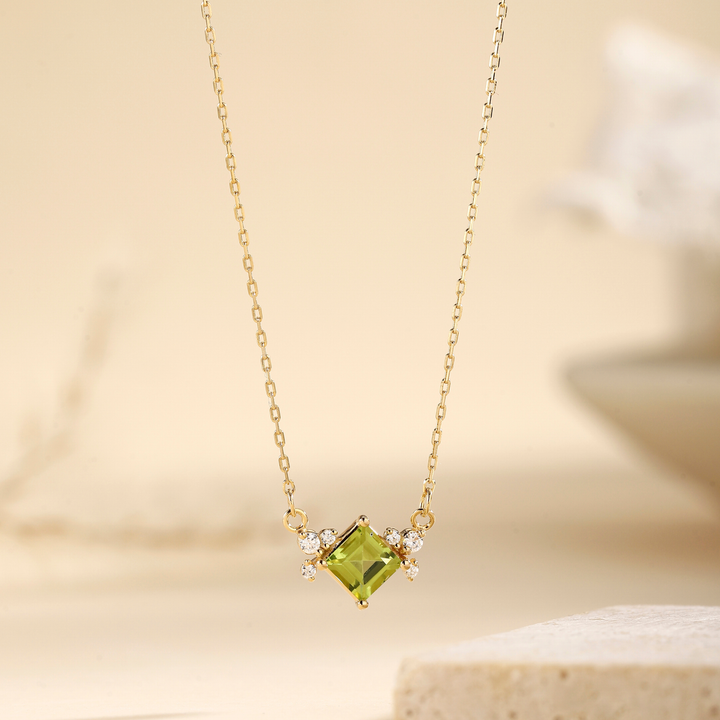 Princess Cut Peridot Necklace