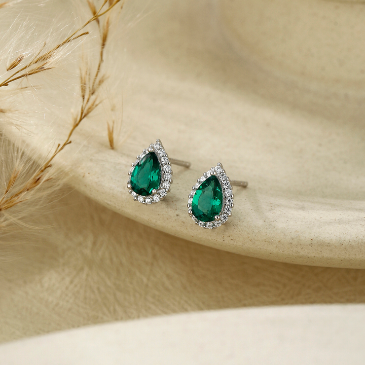 Pear Cut Emerald Studs