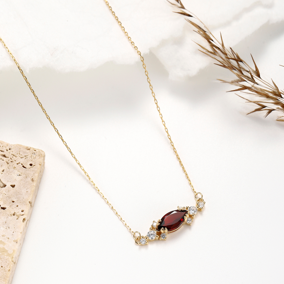 Marquise Cut Garnet Necklace