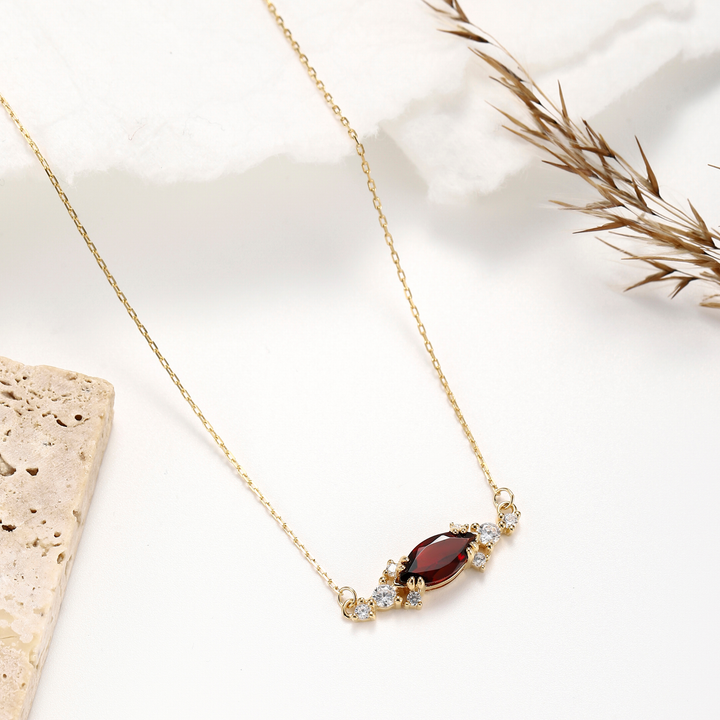 Marquise Cut Garnet Necklace