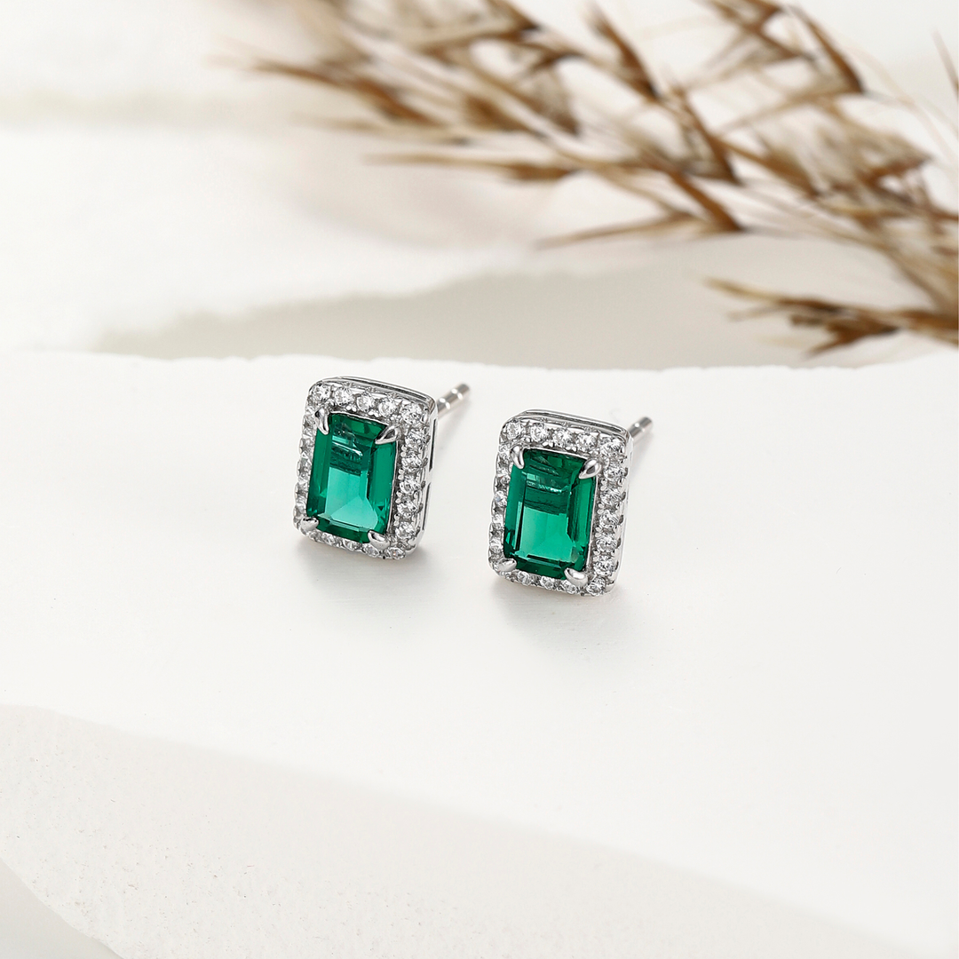Emerald Cut Emerald Studs