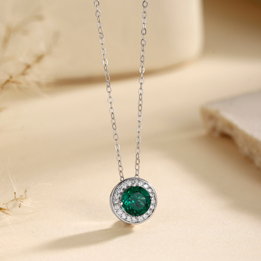 Round Cut Emerald Necklace