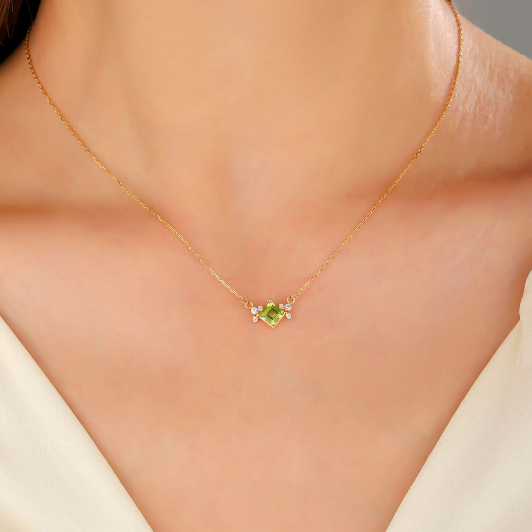Princess Cut Peridot Necklace