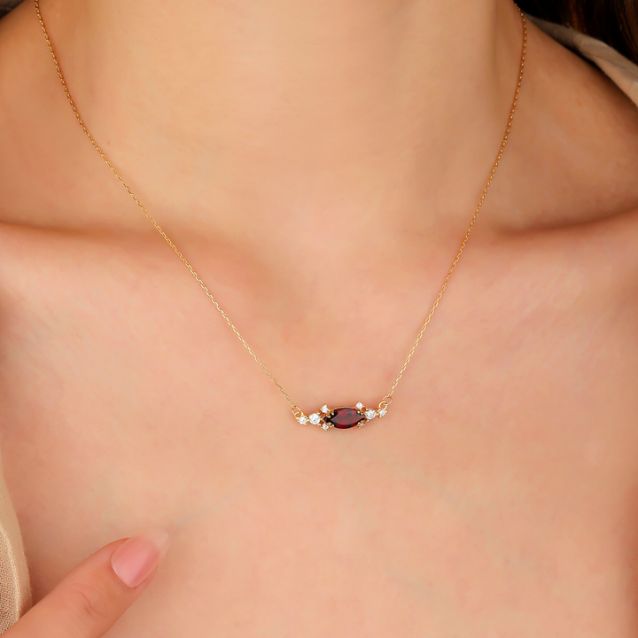 Marquise Cut Garnet Necklace