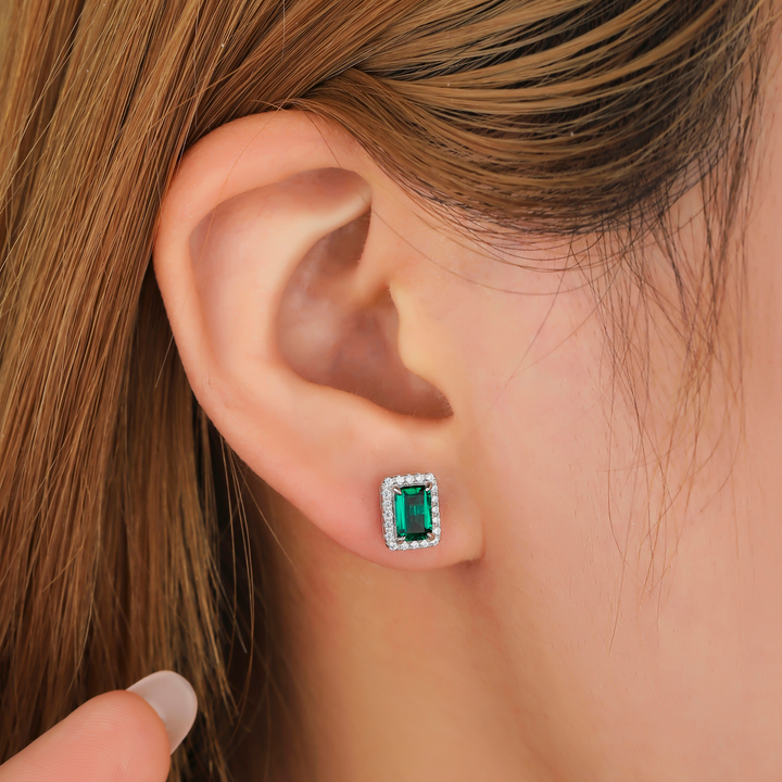 Emerald Cut Emerald Studs