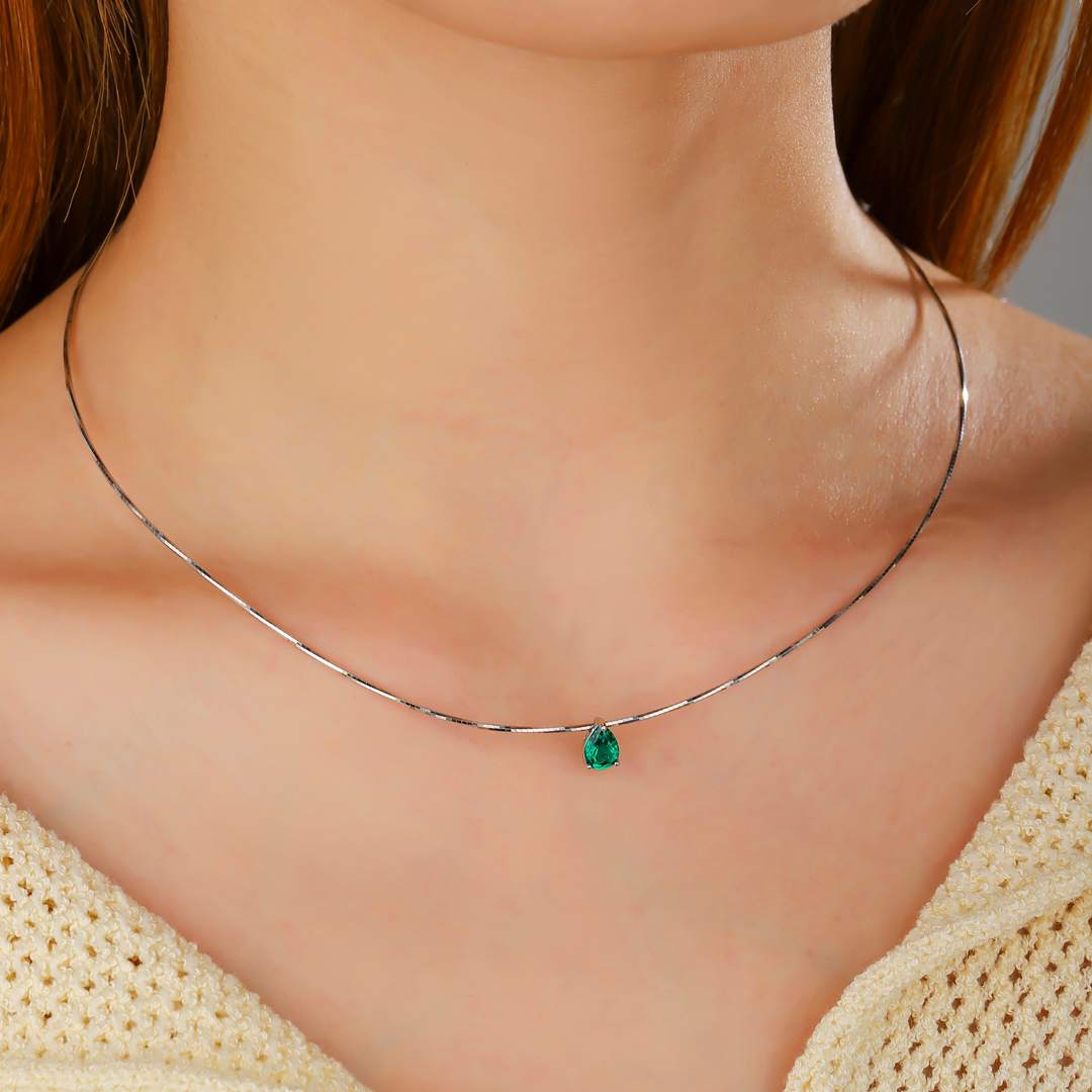 Pear Cut Emerald Necklace
