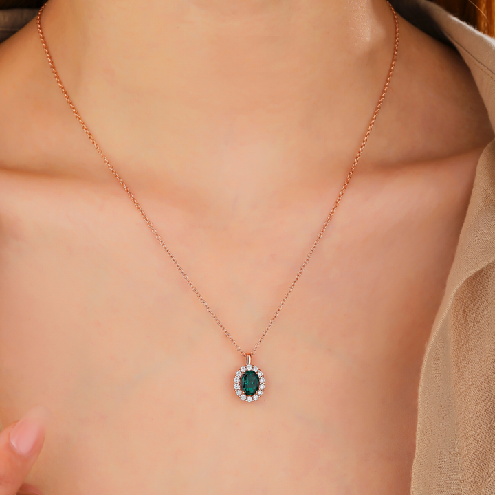 Oval Cut Emerald Necklace