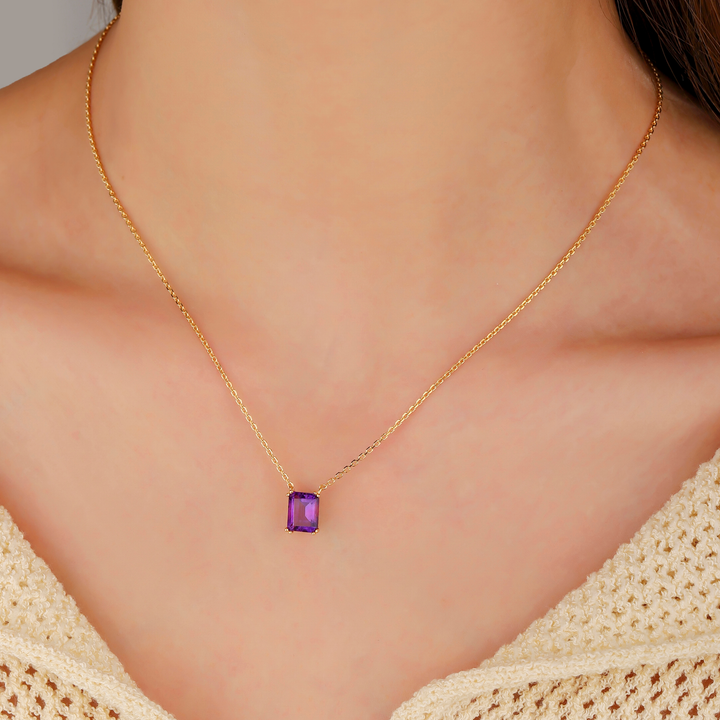 Amethyst Emerald Cut Necklace
