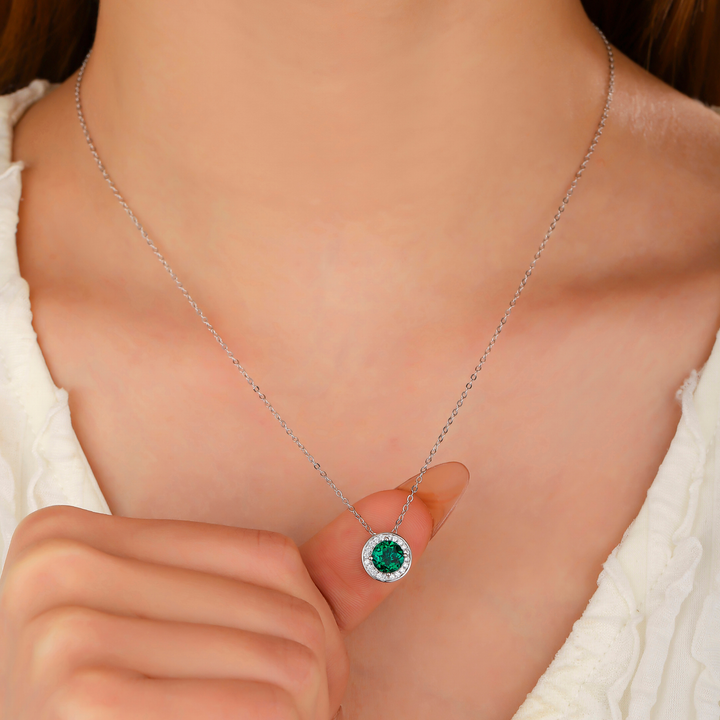 Round Cut Emerald Necklace