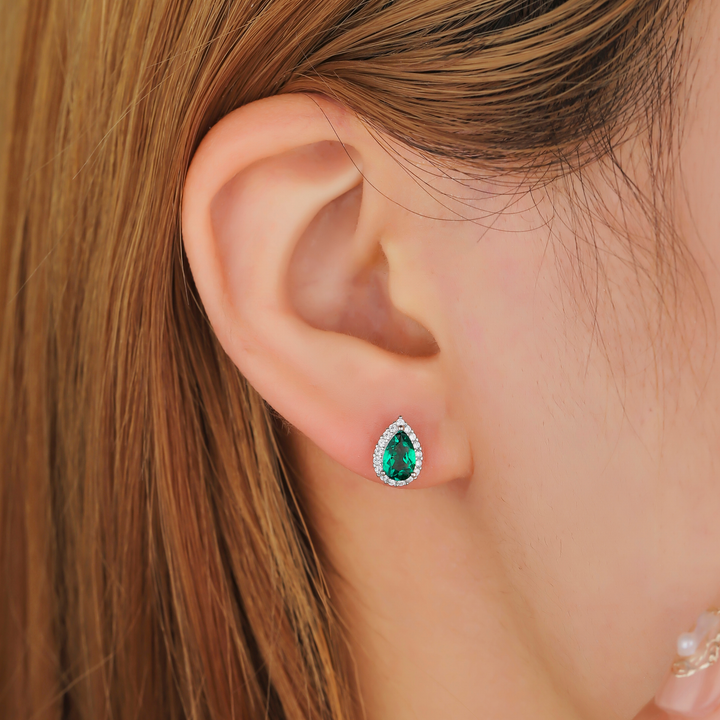 Pear Cut Emerald Studs