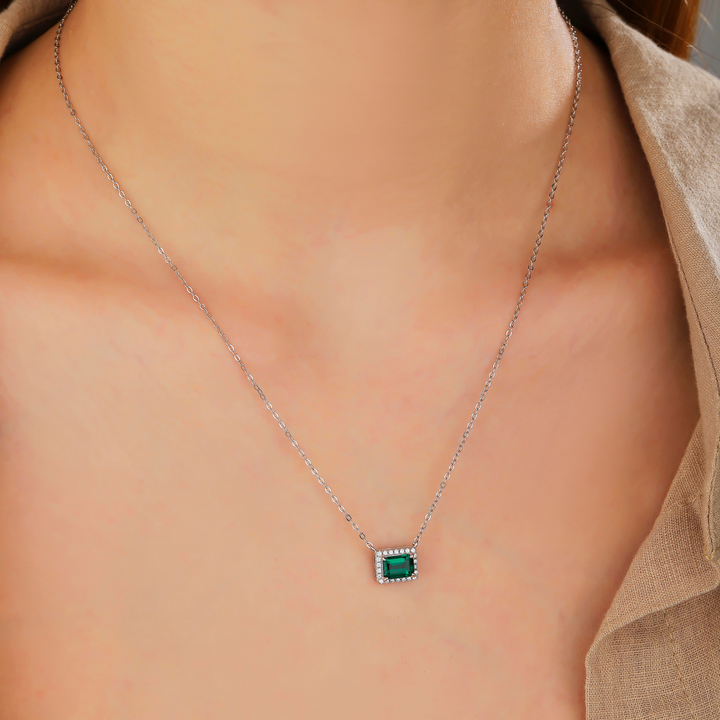 Emerald Cut Emerald  Necklace