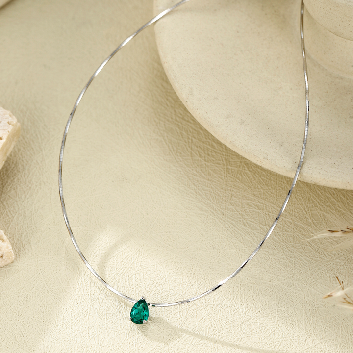 Pear Cut Emerald Necklace