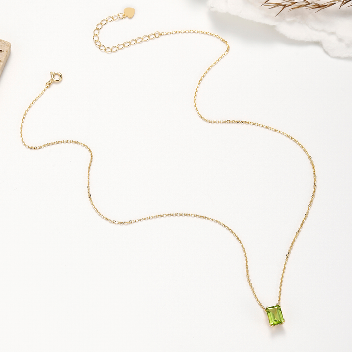 Peridot Emerald Cut Necklace
