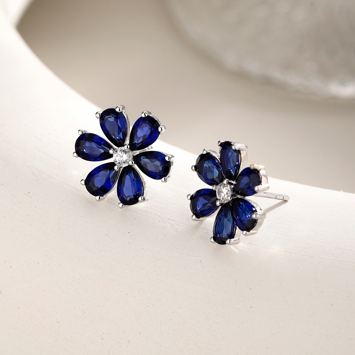 Sapphire Flower Earrings