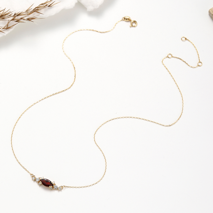 Marquise Cut Garnet Necklace