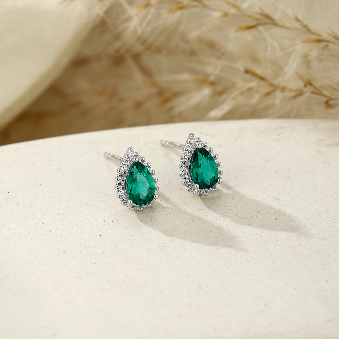 Pear Cut Emerald Studs