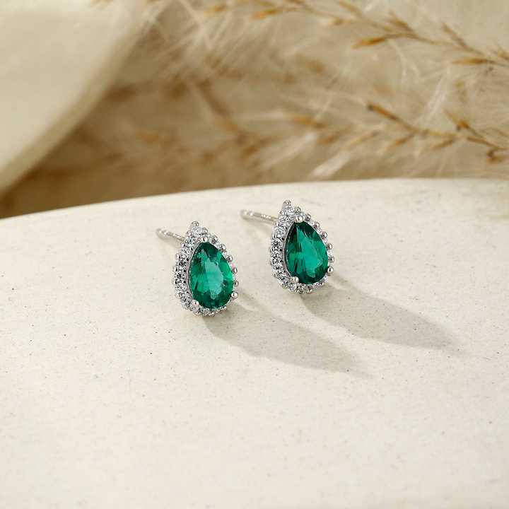 Pear Cut Emerald Studs