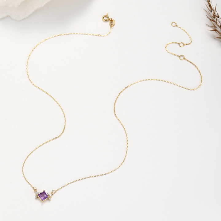 Princess Cut Amethyst Necklace