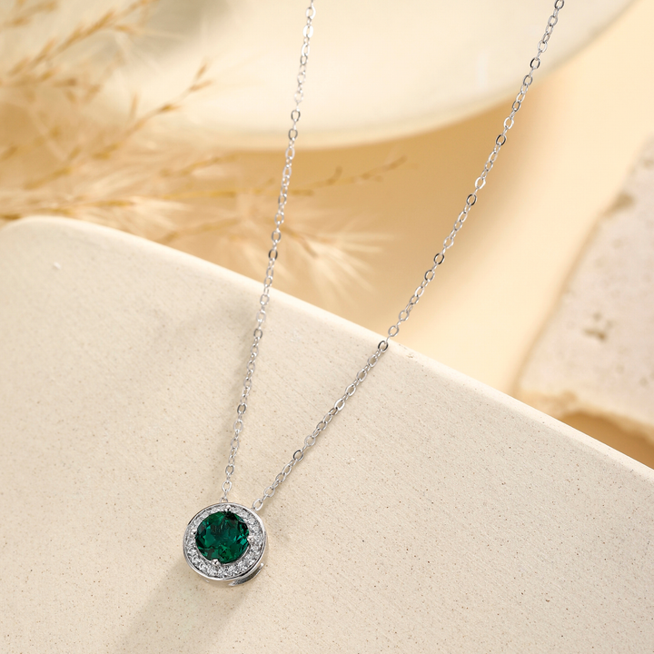 Round Cut Emerald Necklace