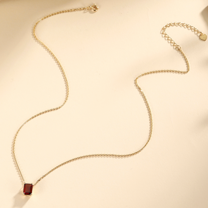 Garnet Emerald Cut Necklace
