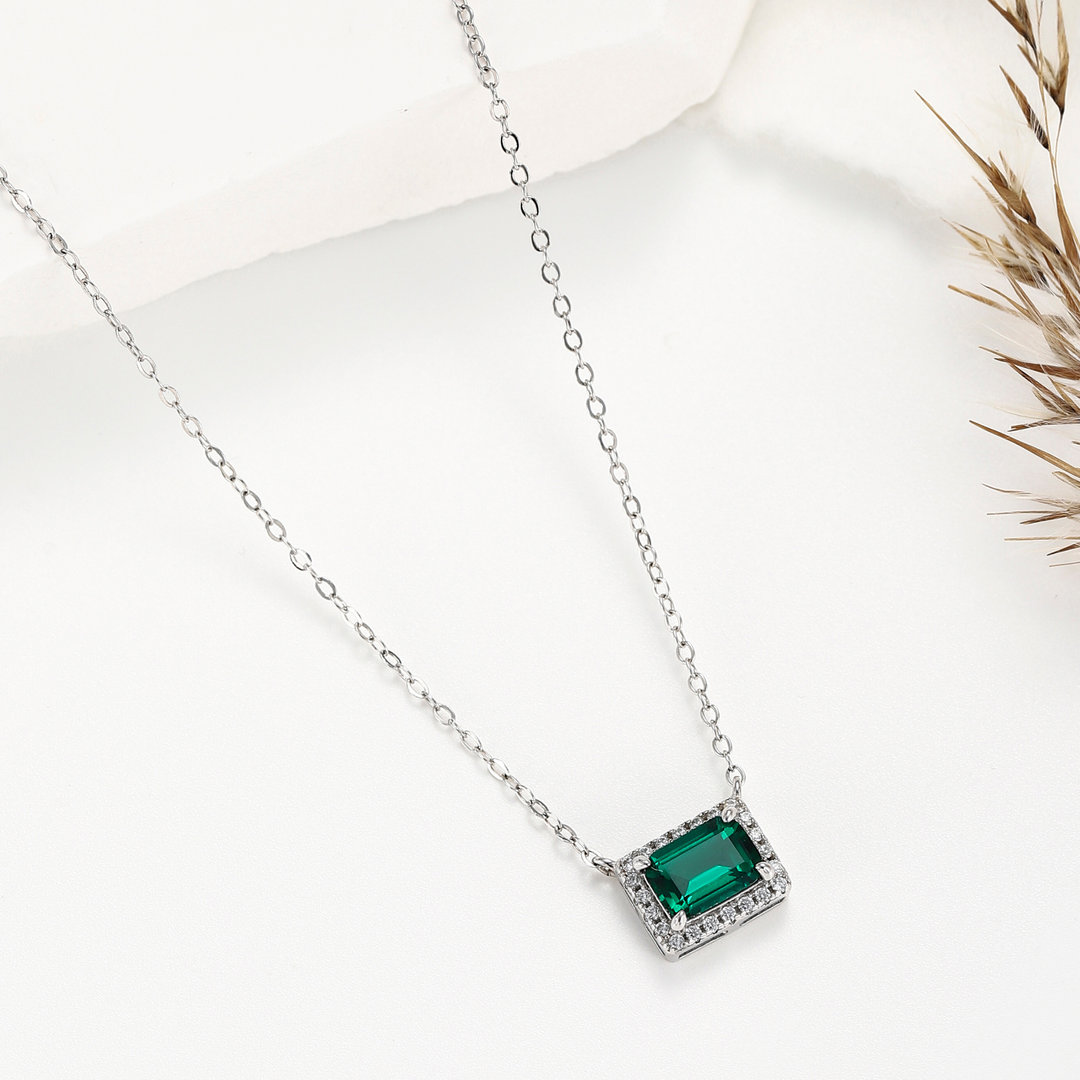 Emerald Cut Emerald  Necklace