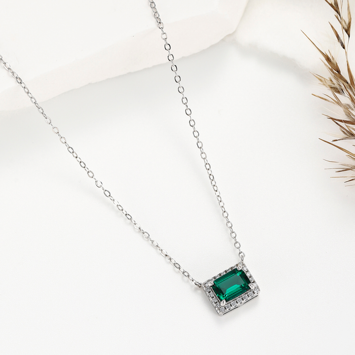 Emerald Cut Emerald  Necklace