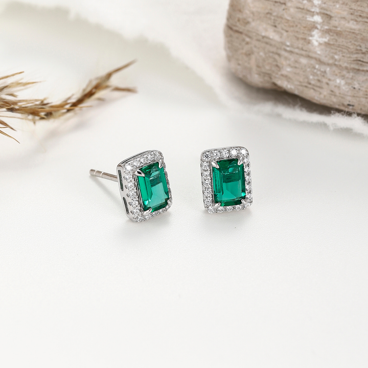 Emerald Cut Emerald Studs