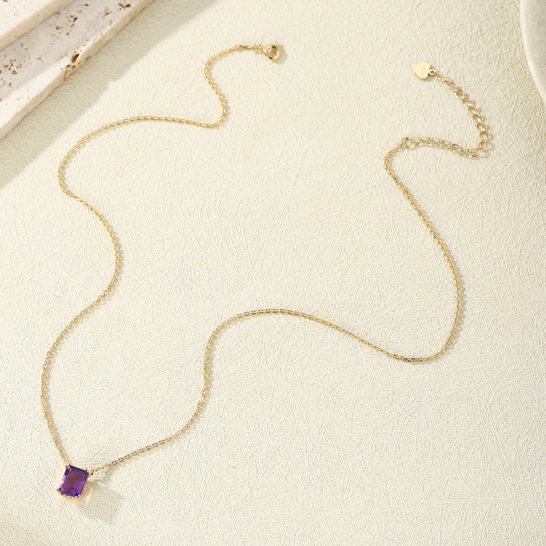 Amethyst Emerald Cut Necklace