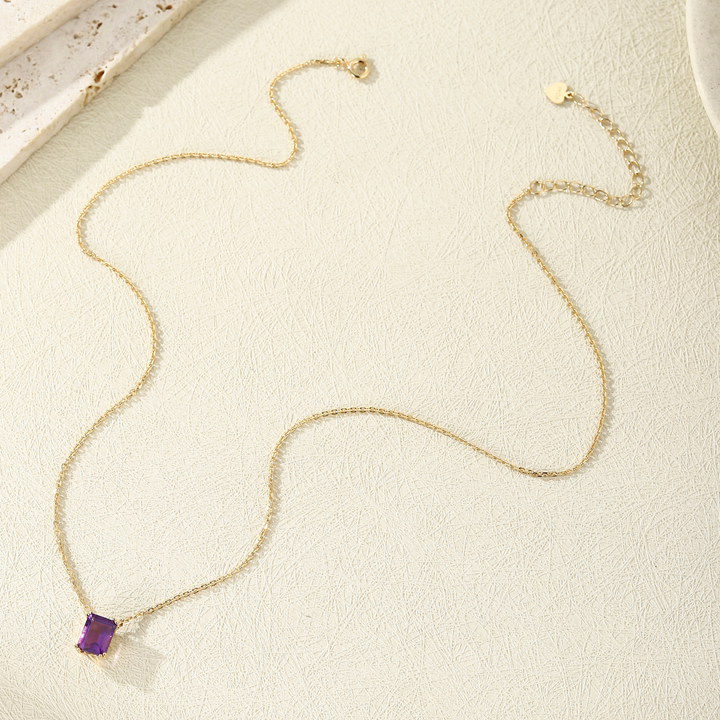 Amethyst Emerald Cut Necklace