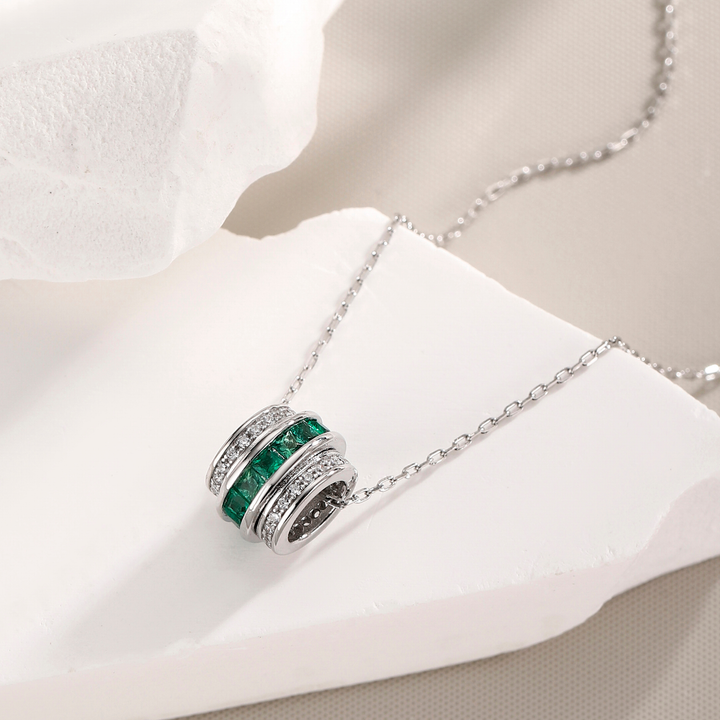 Barrel Pendant Emerald Necklace