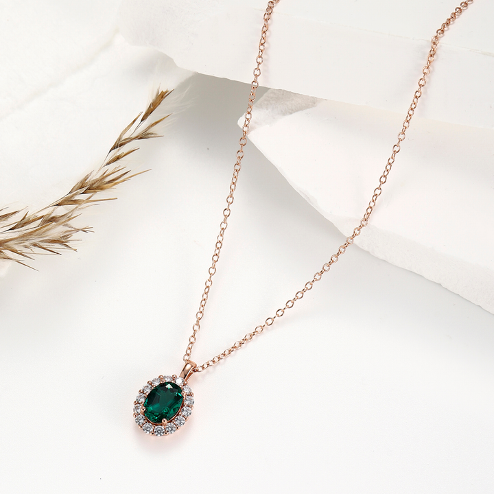 Oval Cut Emerald Necklace