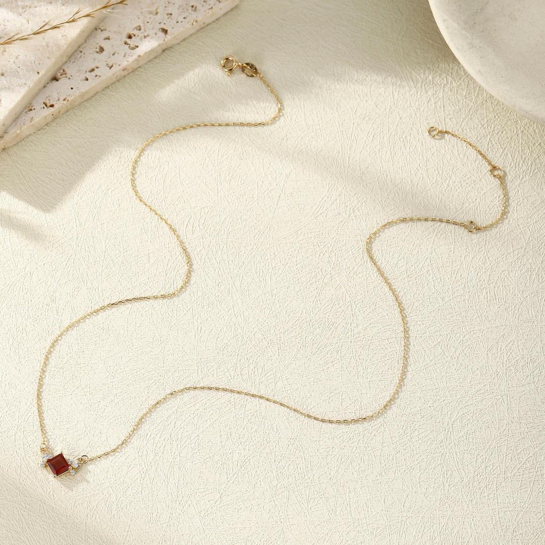 Princess Cut Garnet Necklace