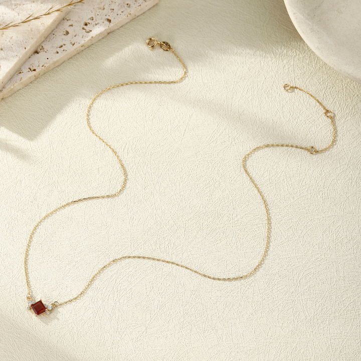 Princess Cut Garnet Necklace