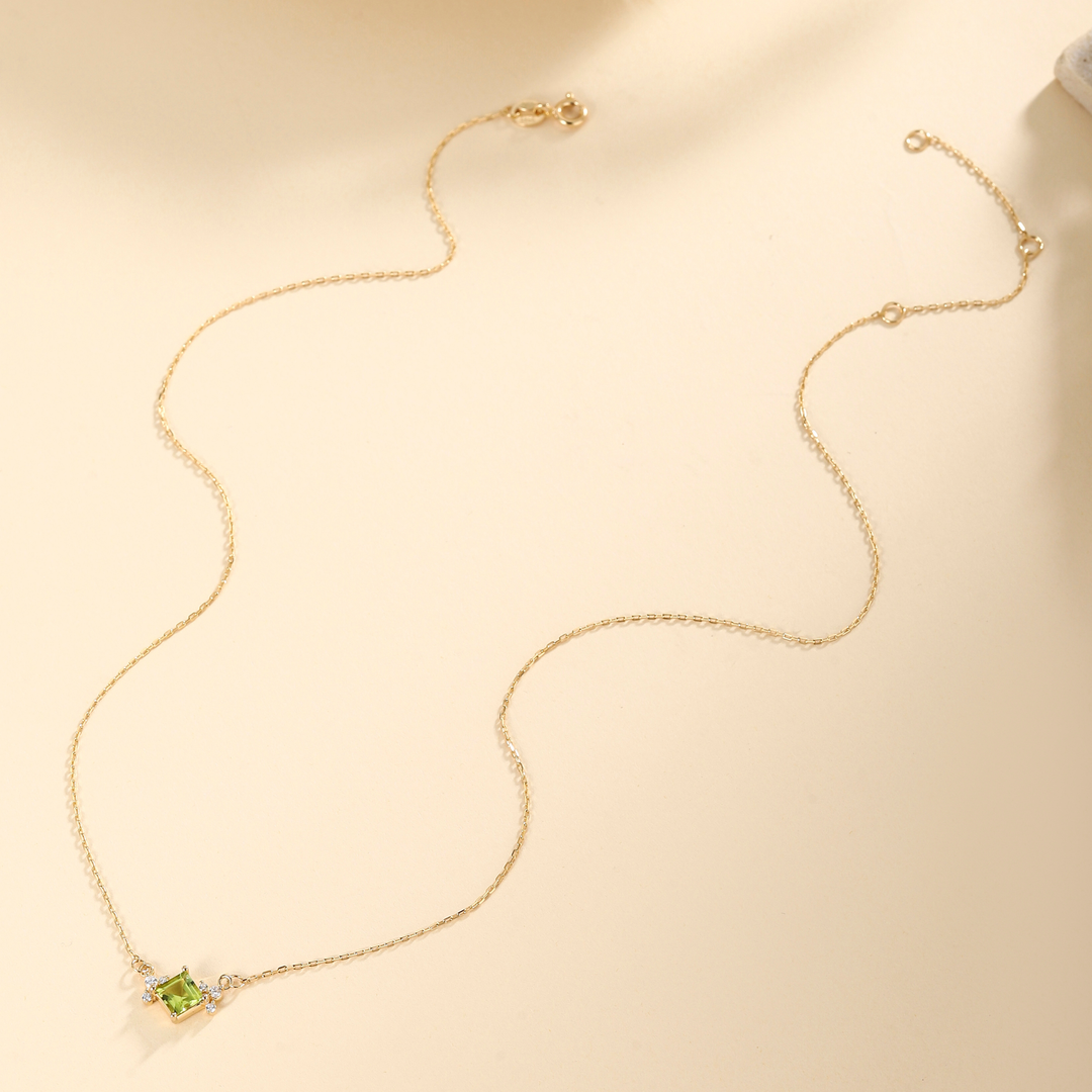 Princess Cut Peridot Necklace