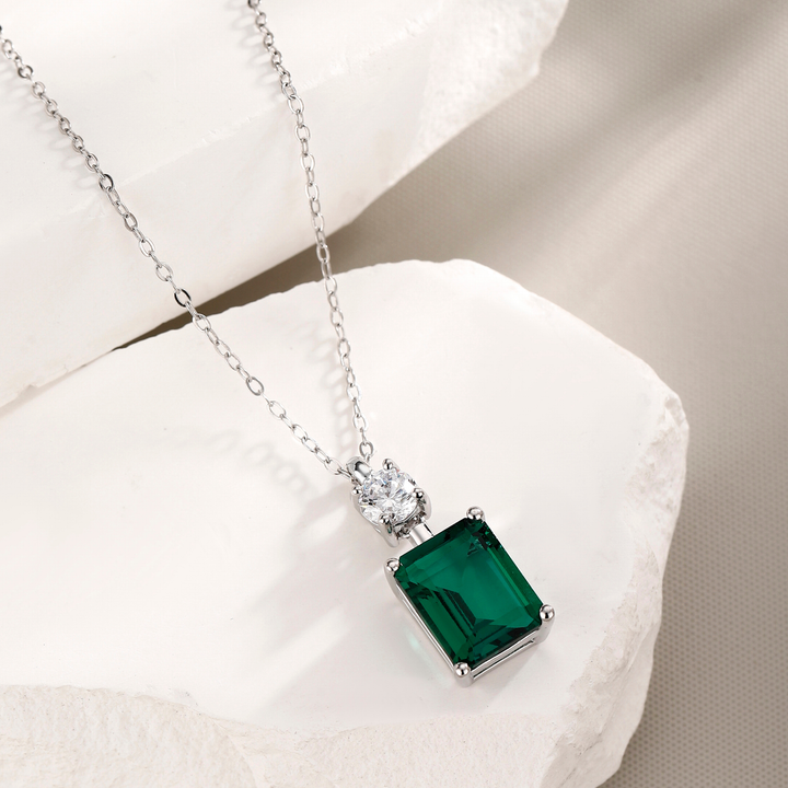 Emerald Cut Emerald Pendant Necklace