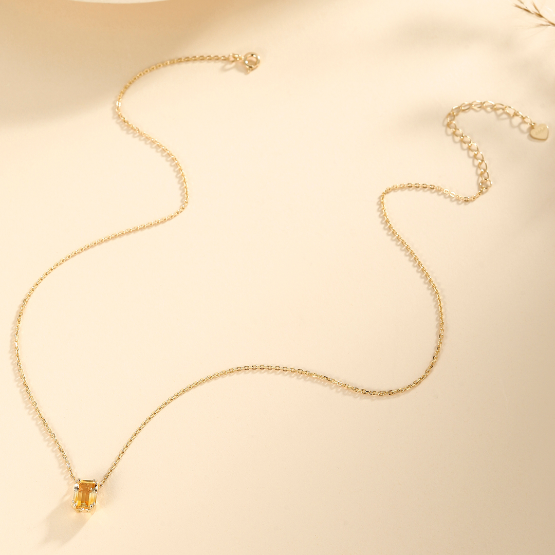 Emerald Cut Citrine Necklace