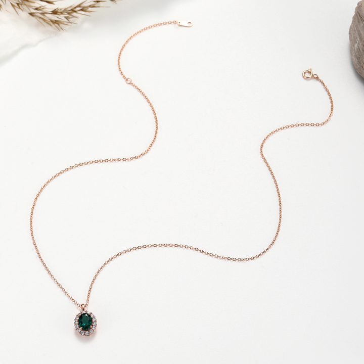 Oval Cut Emerald Necklace