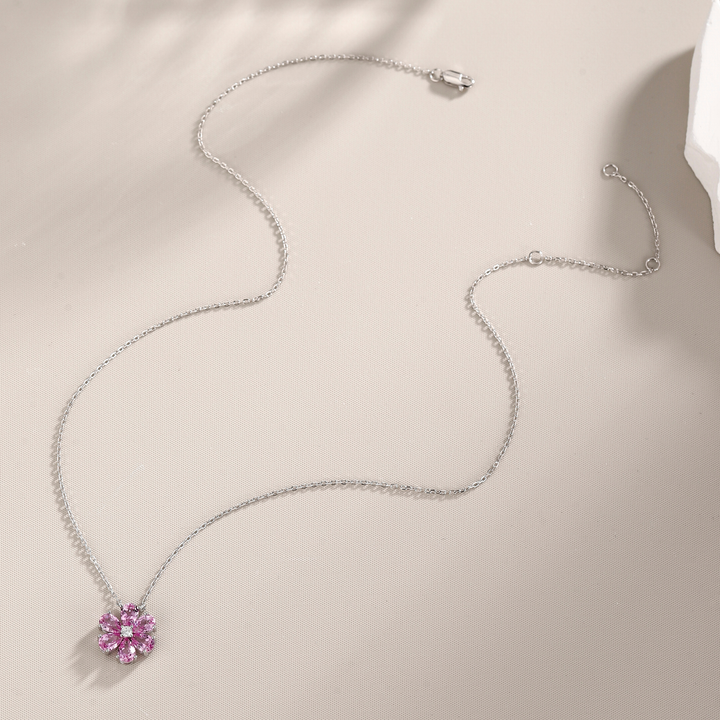 Pink Sapphire Floral Necklace