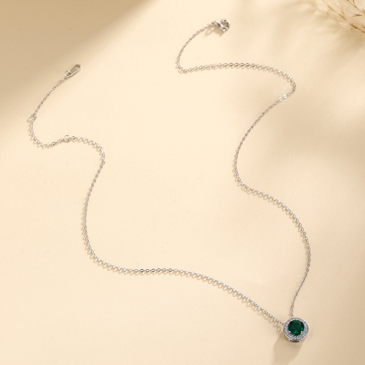 Round Cut Emerald Necklace