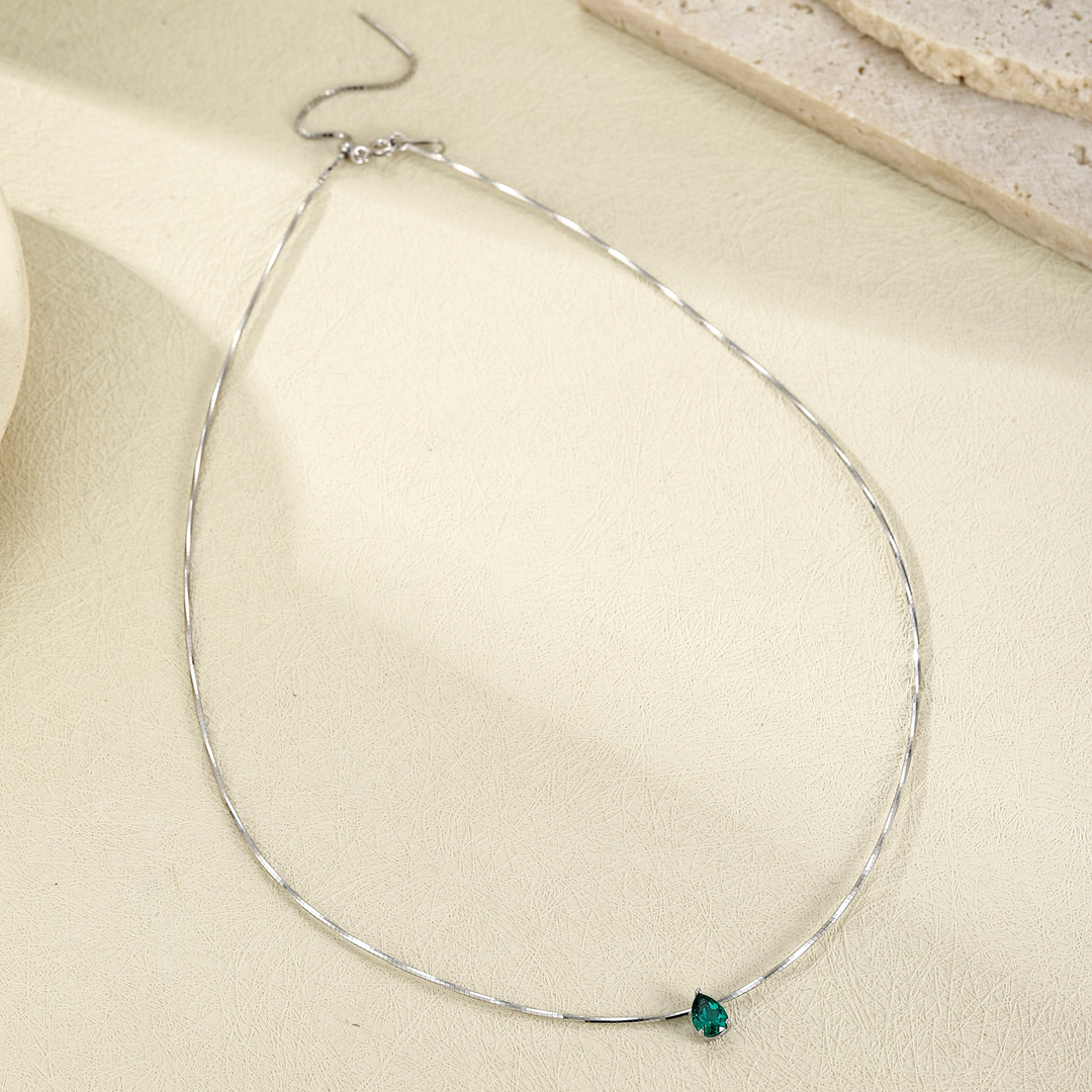 Pear Cut Emerald Necklace